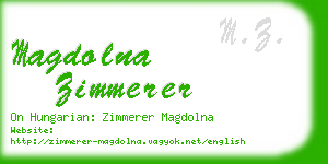 magdolna zimmerer business card